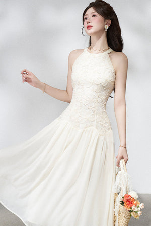 Ladylike Lace Halterneck Dress