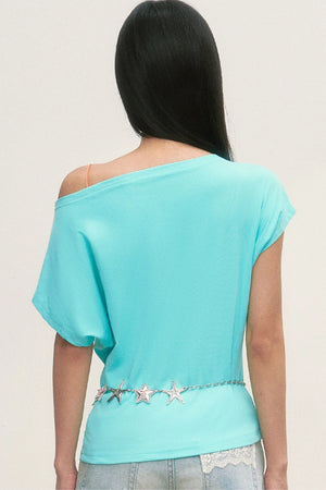 Lake Blue Off-Shoulder Top