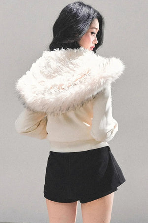Lamb Wool Hooded Winter Coat