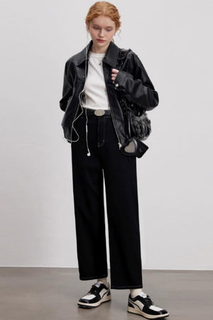 Lapel Leather Jacket