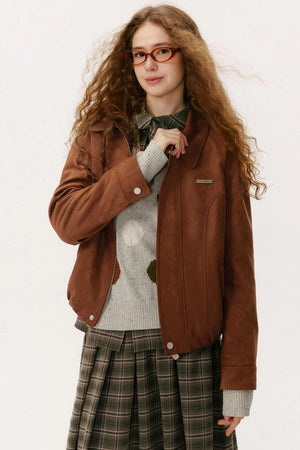 Lapel Suede Vintage Jacket
