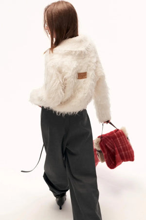 Lapel Yarn Fleece Cardigan
