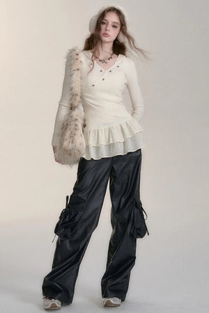 Large Pocket Casual Wide-Leg Cargo Pants