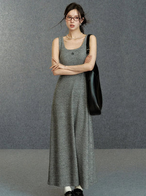 Large U-neck slim vest dress
