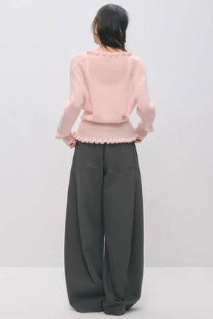 Large V-Neck Lace Waist-Cinching Cardigan