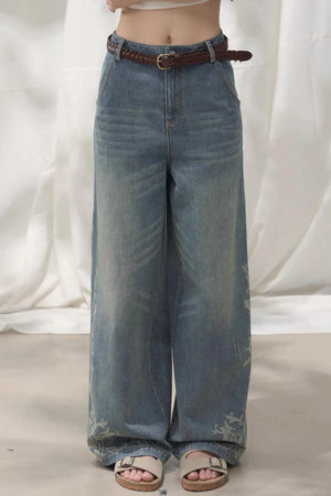 Laser Embossed Vintage Jeans