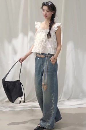 Laser Embossed Vintage Jeans