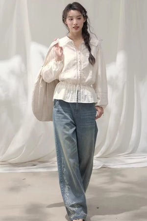 Laser Embossed Vintage Jeans