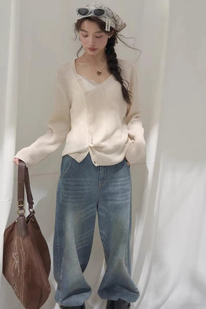 Laser Embossed Vintage Jeans