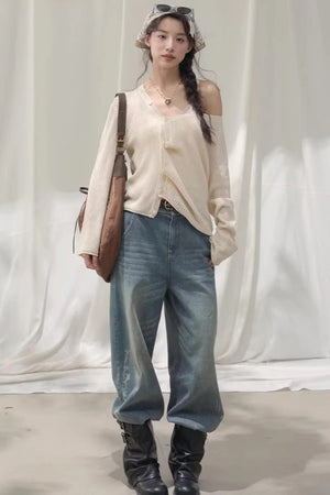 Laser Embossed Vintage Jeans