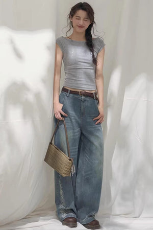 Laser Embossed Vintage Jeans