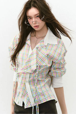Layered Cropped Long-Sleeve Shirt
