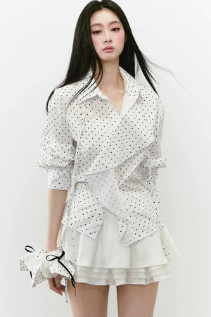 Layered Cropped Long-Sleeve Shirt