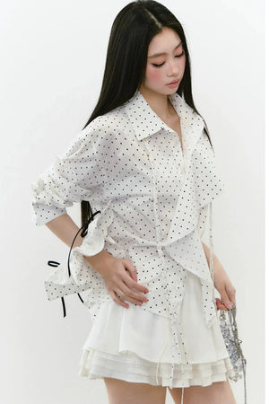 Layered Cropped Long-Sleeve Shirt