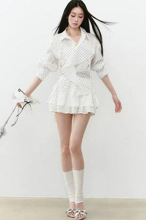 Layered Cropped Long-Sleeve Shirt