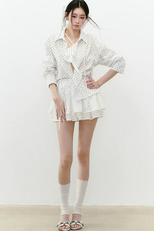 Layered Cropped Long-Sleeve Shirt