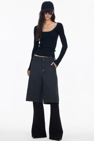 Layered Draped Bootcut Pants