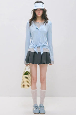 Layered Fake Two-Piece Tencel Wool Top