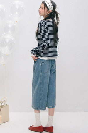 Layered Fake Two-Piece Tencel Wool Top