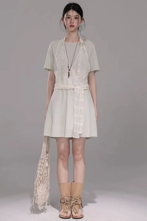 Layered Honeydew Halter Dress