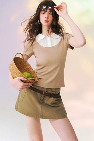 Layered-Look Doll Collar Blouse