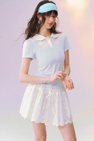 Layered-Look Doll Collar Blouse
