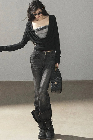 Layered-Look Long Sleeve Top