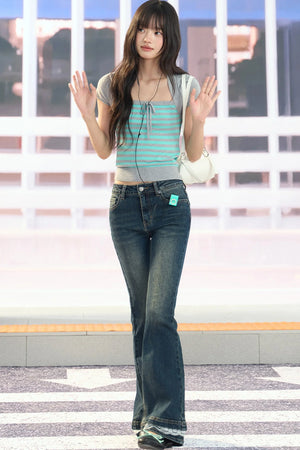Layered-Look Striped Knit Top