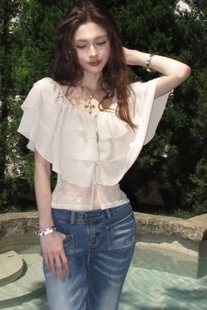 Layered Ruffle Chiffon Blouse
