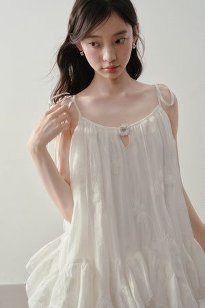 Layered Ruffle Embroidered Camisole Skirt Set-Up