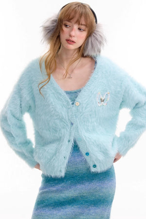 Lazy Butterfly Plush Cardigan