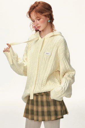 Lazy Cable Hooded Top