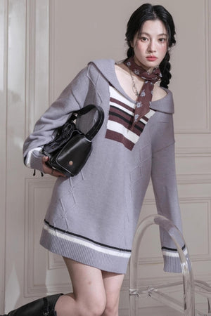 Lazy Fluff Striped Woolen Dress