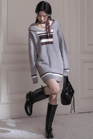 Lazy Fluff Striped Woolen Dress