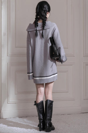 Lazy Fluff Striped Woolen Dress