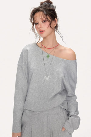 Lazy Shoulder Sweatshirt Set