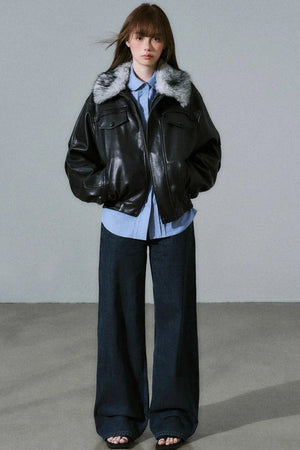 Lazy Silhouette Vintage Biker Jacket