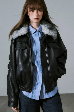 Lazy Silhouette Vintage Biker Jacket