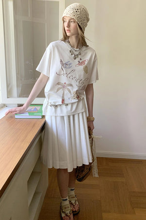 Lazy Wave Playful Print Short Sleeve T-shirt