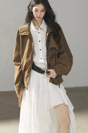 Leopard Lined Faux Suede Trench Coat