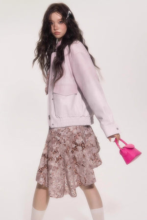 Leopard Patchwork Skirt With Tie Set-Up