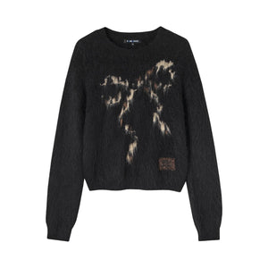 Leopard-Print Bow Crewneck Jumper