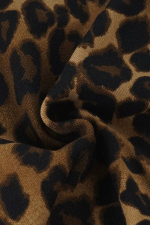 Leopard Print Drawstring Foldable Waist Flared Pants