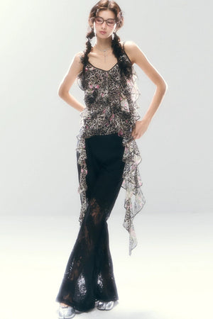 Leopard Print Irregular Chiffon Vest