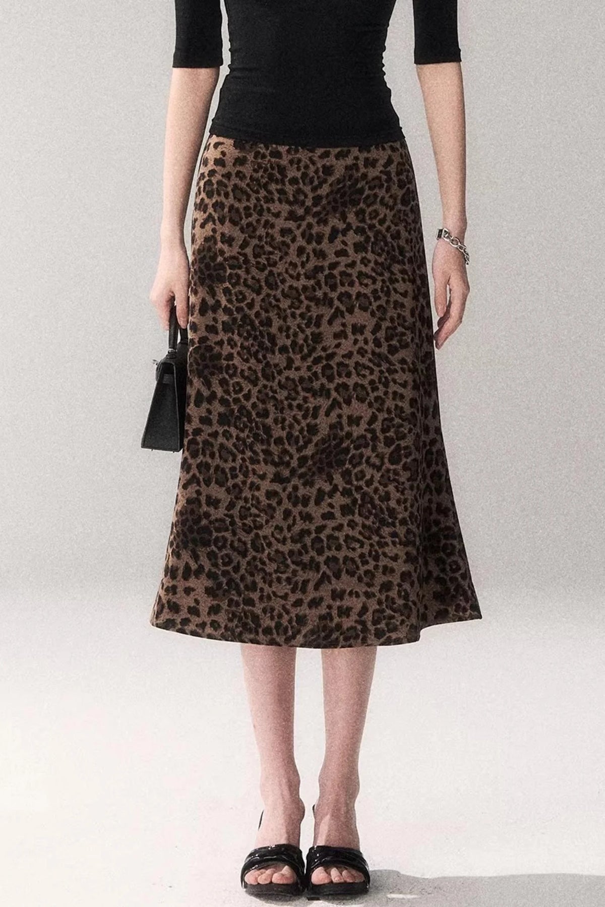 Leopard Print Satin Skirt
