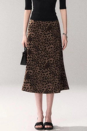 Leopard Print Satin Skirt