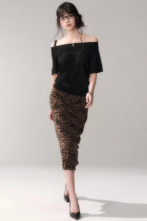 Leopard Print Satin Skirt