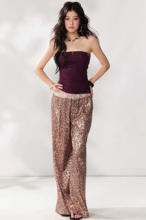 Leopard Print Wide-Leg Pants