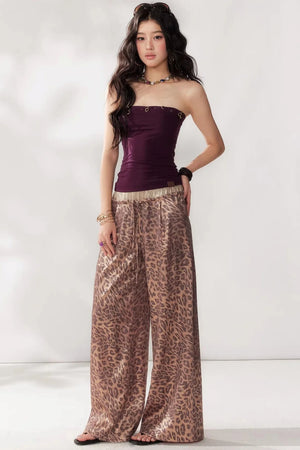Leopard Print Wide-Leg Pants