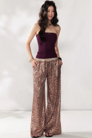Leopard Print Wide-Leg Pants